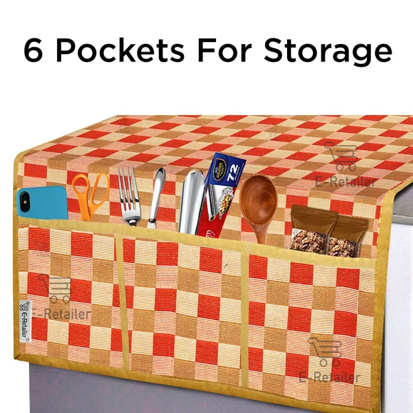 3-Layered_Refrigerator/Fridge_Top_Cover_With_6_Utility_Pockets_(Material-Cotridge,_Color-Golden,_Size-39x21_Inches)