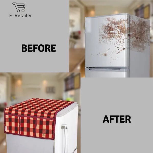 3-Layered_Refrigerator/Fridge_Top_Cover_With_6_Utility_Pockets_(Material-Cotridge,_Color-Red,_Size-39x21_Inches)