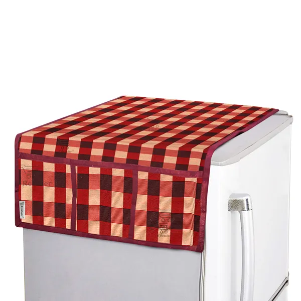 3-Layered_Refrigerator/Fridge_Top_Cover_With_6_Utility_Pockets_(Material-Cotridge,_Color-Red,_Size-39x21_Inches)