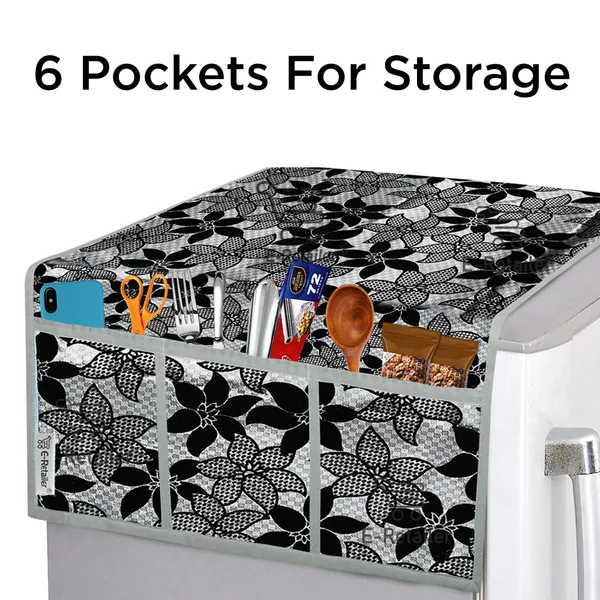 3-Layered_Refrigerator/Fridge_Top_Cover_With_6_Utility_Pockets_(Material-Velvet,_Color-Black,_Size-39x21_Inches)