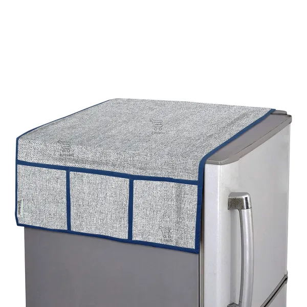 3-Layered_Refrigerator/Fridge_Top_Cover_With_6_Utility_Pockets_(Material-Jute,_Color-Gray,_Size-39x21_Inches)
