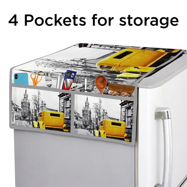 3-Layered_Refrigerator/Fridge_Top_Cover_With_4_Utility_Pockets_(Material-Jute,_Color-Yellow,_Size-39x21_Inches)