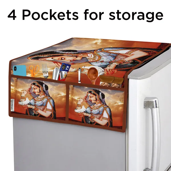 3-Layered_Refrigerator/Fridge_Top_Cover_With_4_Utility_Pockets_(Material-Jute,_Color-Multi,_Size-39x21_Inches)