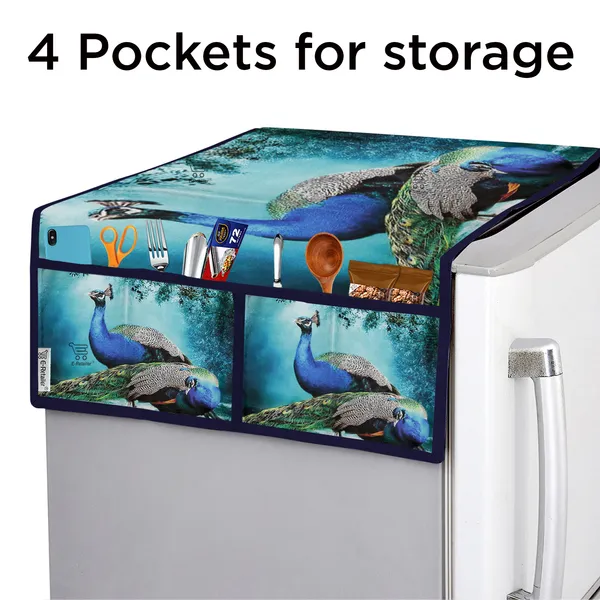 6_Pcs_Of_Cover_Appliances_Cover_Combo_Set_of_(1_Pc._Fridge_Top_Cover_+_2_Pcs._Fridge_Handle_Cover_+_6_Pcs._Fridge_Mat_+_1_Pc._Wall_Hanging_Storage_Organizer)