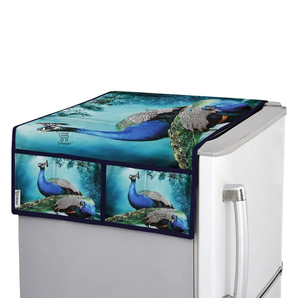 6_Pcs_Of_Cover_Appliances_Cover_Combo_Set_of_(1_Pc._Fridge_Top_Cover_+_2_Pcs._Fridge_Handle_Cover_+_6_Pcs._Fridge_Mat_+_1_Pc._Wall_Hanging_Storage_Organizer)