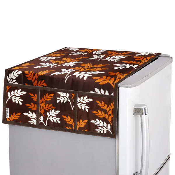 3-Layered_Refrigerator/Fridge_Top_Cover_With_6_Utility_Pockets_(Material-Polyester,_Color-Brown,_Size-39x21_Inches)