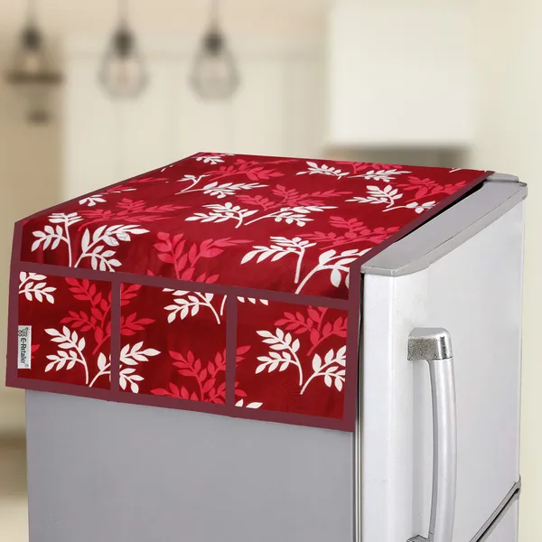 3-Layered_Refrigerator/Fridge_Top_Cover_With_6_Utility_Pockets_(Material-Polyester,_Color-Maroon,_Size-39x21_Inches)