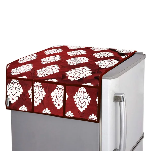 3-Layered_Refrigerator/Fridge_Top_Cover_With_6_Utility_Pockets_(Material-Polyester,_Color-Maroon,_Size-39x21_Inches)