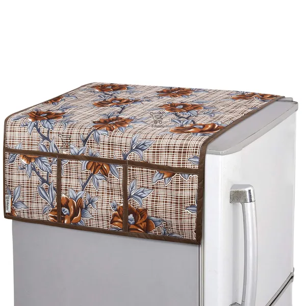 3-Layered_Refrigerator/Fridge_Top_Cover_With_6_Utility_Pockets_(Material-Polyester,_Color-Brown,_Size-39x21_Inches)