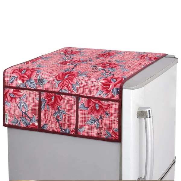 3-Layered_Refrigerator/Fridge_Top_Cover_With_6_Utility_Pockets_(Material-Polyester,_Color-Red,_Size-39x21_Inches)