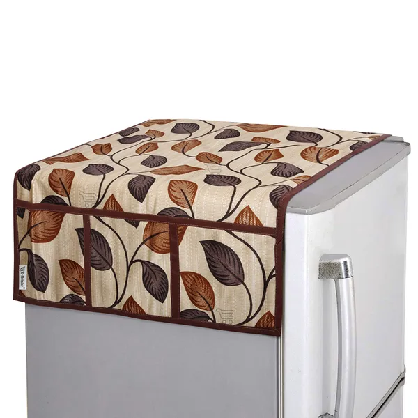 3-Layered_Refrigerator/Fridge_Top_Cover_With_6_Utility_Pockets_(Material-Polyester,_Color-Brown,_Size-39x21_Inches)