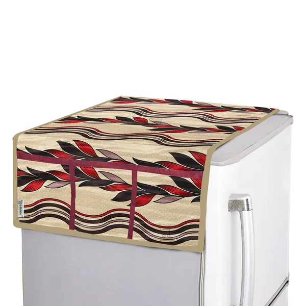 3-Layered_Refrigerator/Fridge_Top_Cover_With_6_Utility_Pockets_(Material-Polyester,_Color-Red,_Size-39x21_Inches)