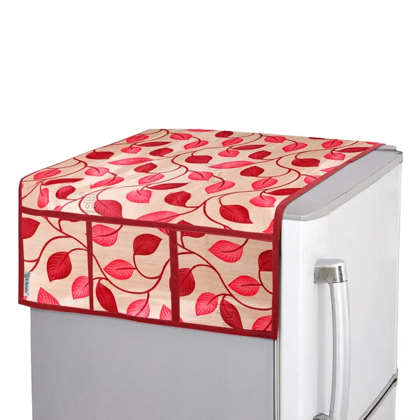 3-Layered_Refrigerator/Fridge_Top_Cover_With_6_Utility_Pockets_(Material-Polyester,_Color-Red,_Size-39x21_Inches)