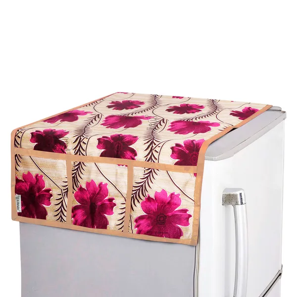 3-Layered_Refrigerator/Fridge_Top_Cover_With_6_Utility_Pockets_(Material-Polyester,_Color-Red,_Size-39x21_Inches)