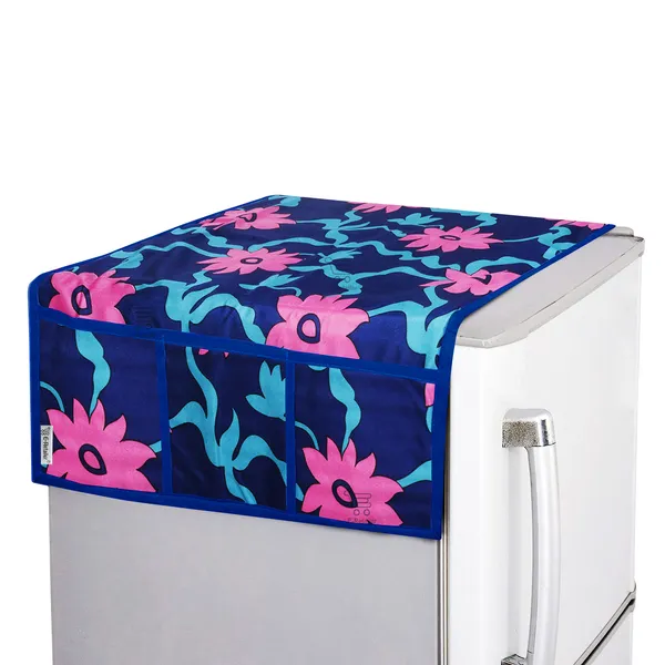 3-Layered_Refrigerator/Fridge_Top_Cover_With_6_Utility_Pockets_(Material-Polyester,_Color-Blue,_Size-39x21_Inches)
