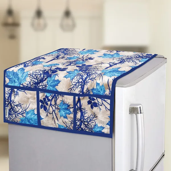 3-Layered_Refrigerator/Fridge_Top_Cover_With_6_Utility_Pockets_(Material-Polyester,_Color-Blue,_Size-39x21_Inches)
