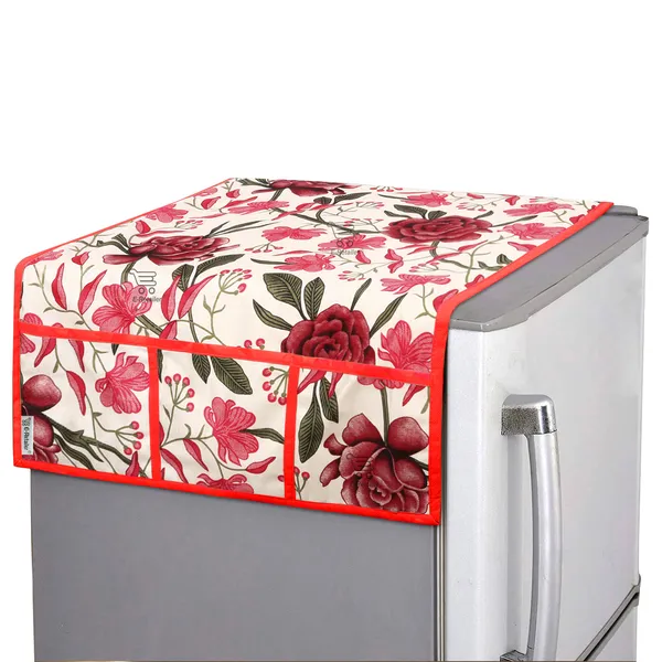 3-Layered_Refrigerator/Fridge_Top_Cover_With_6_Utility_Pockets_(Material-Polyester,_Color-Red,_Size-39x21_Inches)