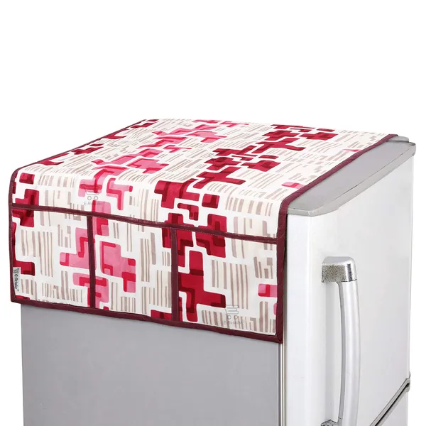 3-Layered_Refrigerator/Fridge_Top_Cover_With_6_Utility_Pockets_(Material-Polyester,_Color-Red,_Size-39x21_Inches)