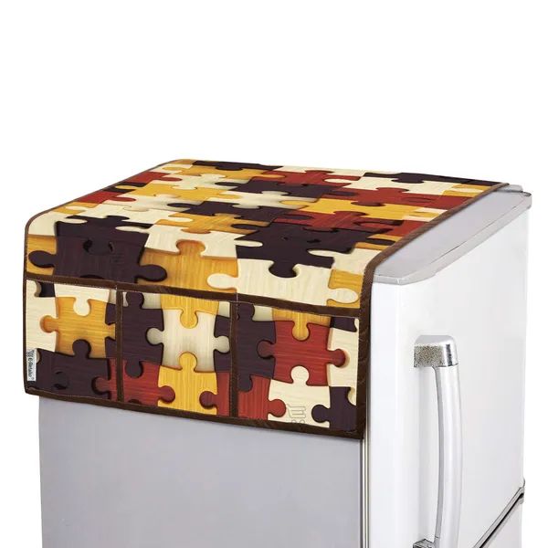 3-Layered_Refrigerator/Fridge_Top_Cover_With_6_Utility_Pockets_(Material-Polyester,_Color-Yellow,_Size-39x21_Inches)