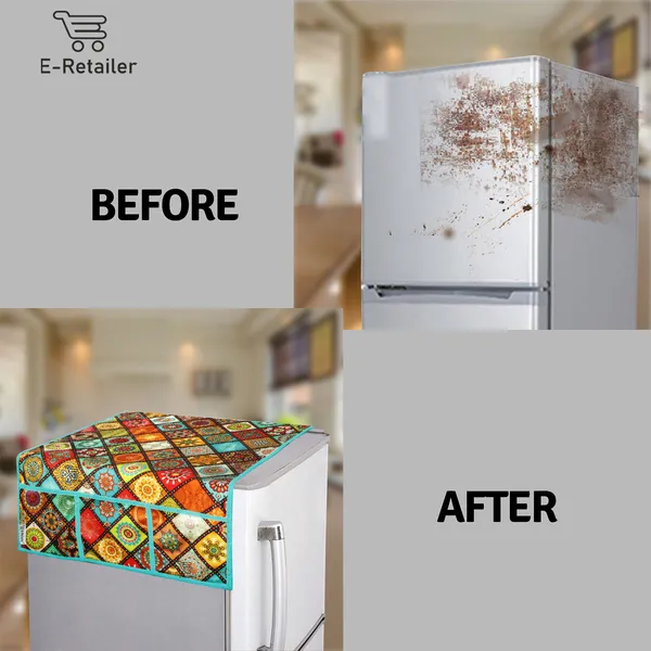 6_Pcs_Of_Cover_Appliances_Cover_Combo_Set_of_(1_Pc._Fridge_Top_Cover_+_2_Pcs._Fridge_Handle_Cover_+_1_Pc._Microwave_Oven_Cover_+_6_Pcs._Fridge_Mat_+_1_Pc._Wall_Hanging_Storage_Organizer)