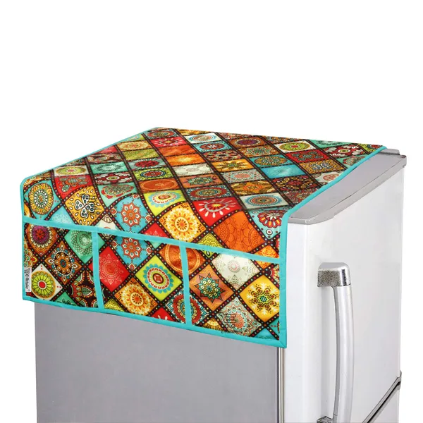 6_Pcs_Of_Cover_Appliances_Cover_Combo_Set_of_(1_Pc._Fridge_Top_Cover_+_2_Pcs._Fridge_Handle_Cover_+_1_Pc._Microwave_Oven_Cover_+_6_Pcs._Fridge_Mat_+_1_Pc._Wall_Hanging_Storage_Organizer)