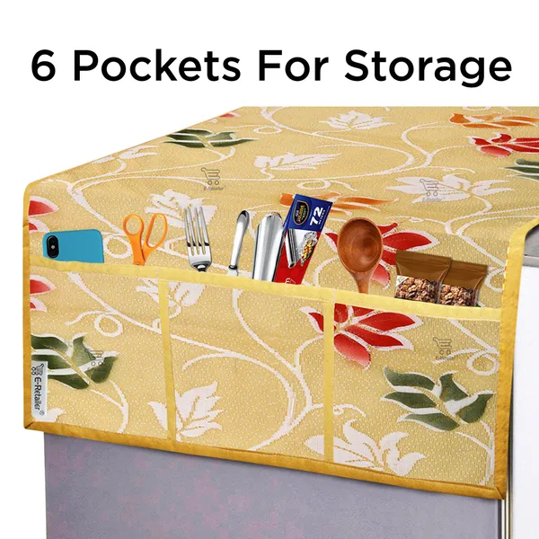_3-Layered_Refrigerator/Fridge_Top_Cover_With_6_Utility_Pockets_(Material-Net,_Color-Golden,_Size-39x21_Inches)
