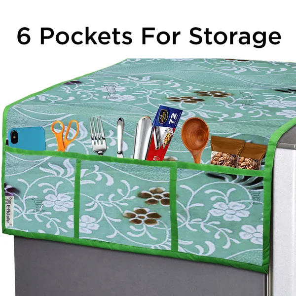 _3-Layered_Refrigerator/Fridge_Top_Cover_With_6_Utility_Pockets_(Material-Net,_Color-Green,_Size-39x21_Inches)
