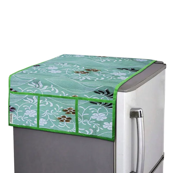 _3-Layered_Refrigerator/Fridge_Top_Cover_With_6_Utility_Pockets_(Material-Net,_Color-Green,_Size-39x21_Inches)