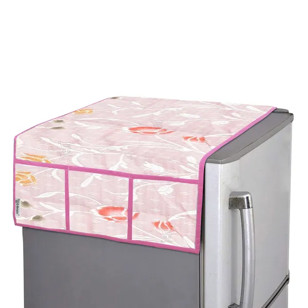 _3-Layered_Refrigerator/Fridge_Top_Cover_With_6_Utility_Pockets_(Material-Net,_Color-Pink,_Size-39x21_Inches)