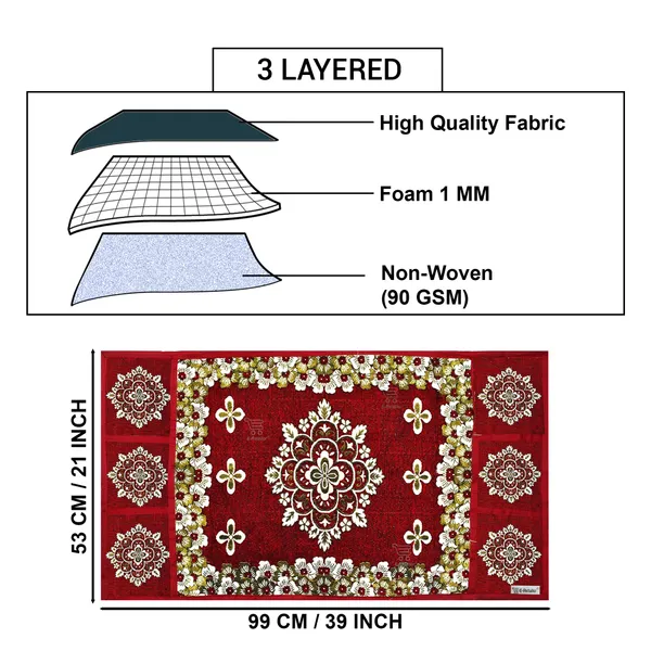 3-Layered_Refrigerator/Fridge_Top_Cover_With_6_Utility_Pockets_(Material-Jacquard,_Color-Maroon,_Size-39x21_Inches)