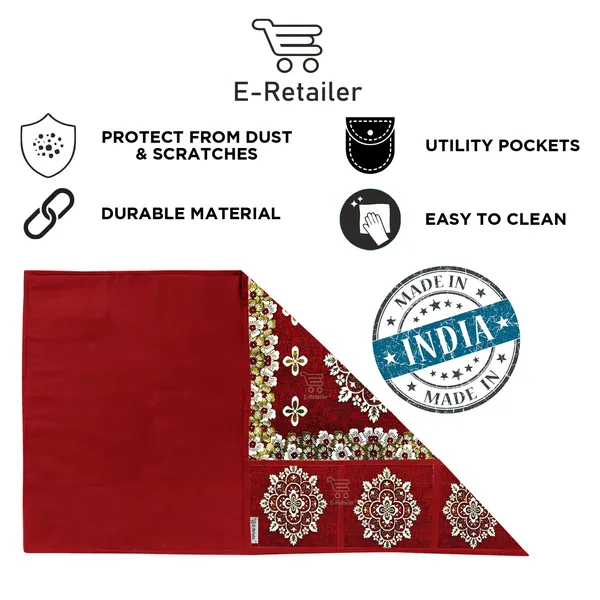 3-Layered_Refrigerator/Fridge_Top_Cover_With_6_Utility_Pockets_(Material-Jacquard,_Color-Maroon,_Size-39x21_Inches)