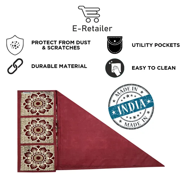 3-Layered_Refrigerator/Fridge_Top_Cover_With_6_Utility_Pockets_(Material-Jacquard,_Color-Maroon,_Size-39x21_Inches)