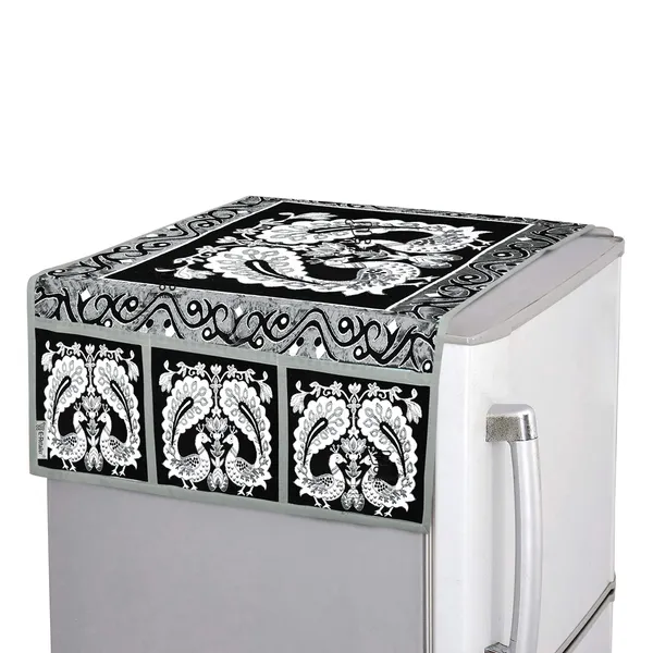 3-Layered_Refrigerator/Fridge_Top_Cover_With_6_Utility_Pockets_(Material-Jacquard,_Color-Black,_Size-39x21_Inches)