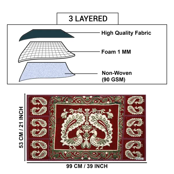 3-Layered_Refrigerator/Fridge_Top_Cover_With_6_Utility_Pockets_(Material-Jacquard,_Color-Maroon,_Size-39x21_Inches)