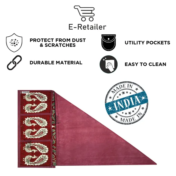 3-Layered_Refrigerator/Fridge_Top_Cover_With_6_Utility_Pockets_(Material-Jacquard,_Color-Maroon,_Size-39x21_Inches)