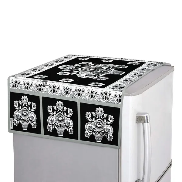 3-Layered_Refrigerator/Fridge_Top_Cover_With_6_Utility_Pockets_(Material-Jacquard,_Color-Black,_Size-39x21_Inches)