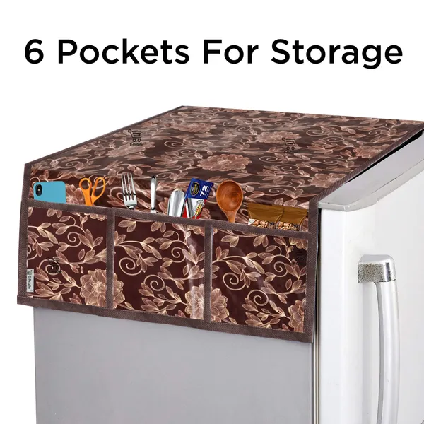 3-Layered_Refrigerator/Fridge_Top_Cover_With_6_Utility_Pockets_(Material-PVC,_Color-Brown,_Size-39x21_Inches)