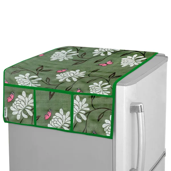3-Layered_Refrigerator/Fridge_Top_Cover_With_6_Utility_Pockets_(Material-PVC,_Color-Green,_Size-39x21_Inches)