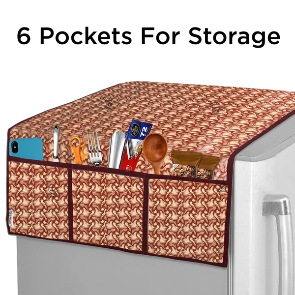 3-Layered_Refrigerator/Fridge_Top_Cover_With_6_Utility_Pockets_(Material-PVC,_Color-Brown,_Size-39x21_Inches)
