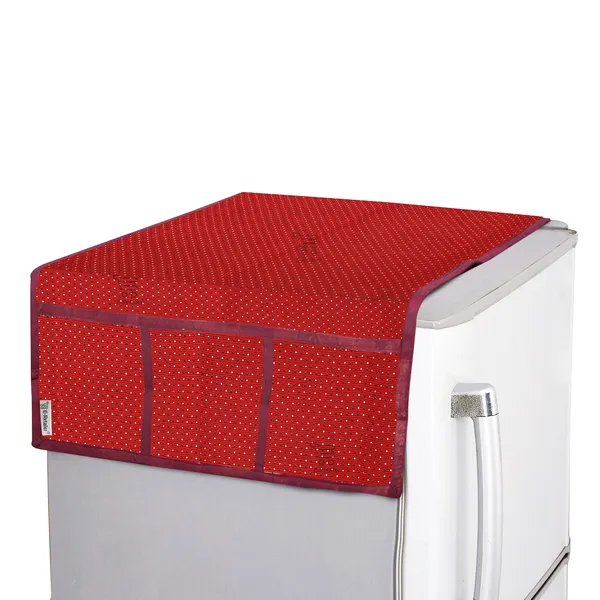 3-Layered_Refrigerator/Fridge_Top_Cover_With_6_Utility_Pockets_(Material-Polyester,_Color-Red,_Size-39x21_Inches)