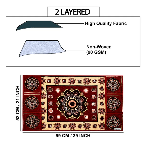 Refrigerator/Fridge_Top_Cover_With_6_Utility_Pockets_(Material-Jacquard,_Color-Maroon,_Size-39x21_Inches)