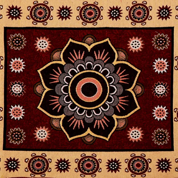 Refrigerator/Fridge_Top_Cover_With_6_Utility_Pockets_(Material-Jacquard,_Color-Maroon,_Size-39x21_Inches)