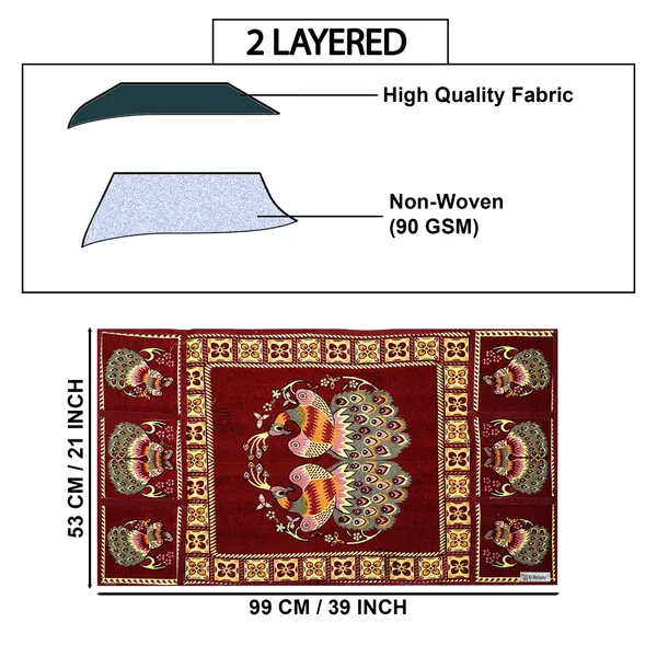 Refrigerator/Fridge_Top_Cover_With_6_Utility_Pockets_(Material-Jacquard,_Color-Red,_Size-39x21_Inches)