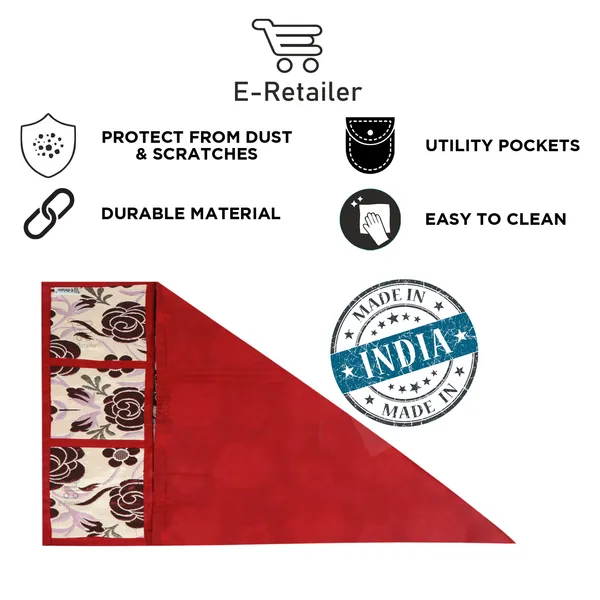 3-Layered_Refrigerator/Fridge_Top_Cover_With_6_Utility_Pockets_(Material-Quilted,_Color-Red,_Size-39x21_Inches)