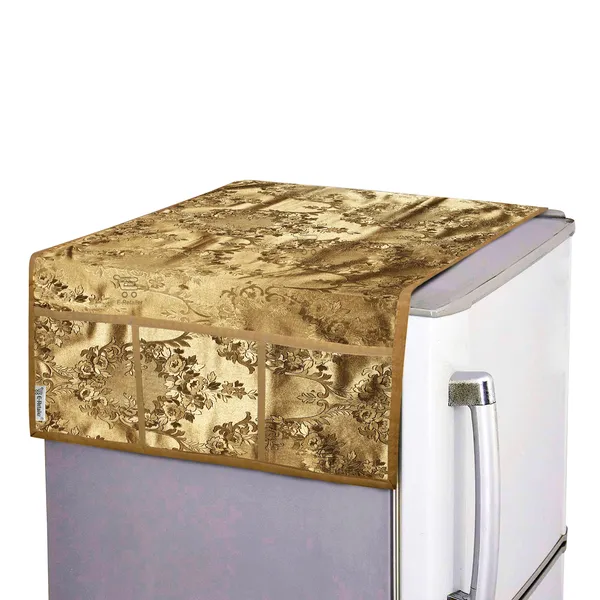 Refrigerator/Fridge_Top_Cover_With_6_Utility_Pockets_(Material-Rexine,_Color-Golden,_Size-39x21_Inches)