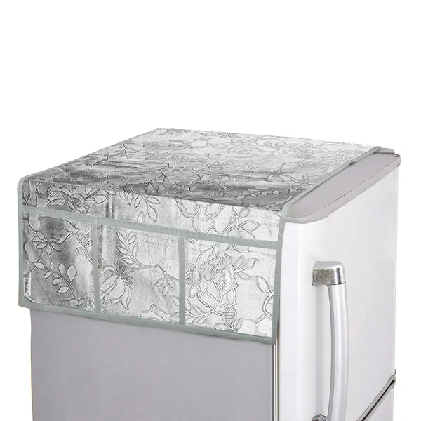 Refrigerator/Fridge_Top_Cover_With_6_Utility_Pockets_(Material-Rexine,_Color-Gray,_Size-39x21_Inches)