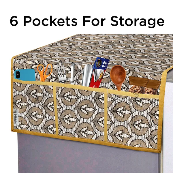 3-Layered_Refrigerator/Fridge_Top_Cover_With_6_Utility_Pockets_(Material-Polyester,_Color-Golden,_Size-39x21_Inches)