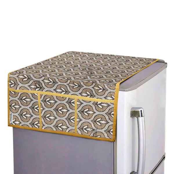 3-Layered_Refrigerator/Fridge_Top_Cover_With_6_Utility_Pockets_(Material-Polyester,_Color-Golden,_Size-39x21_Inches)