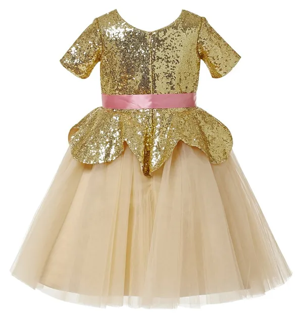 Golden_Net_Sequined_Round_Neck_Dress_For_Girls