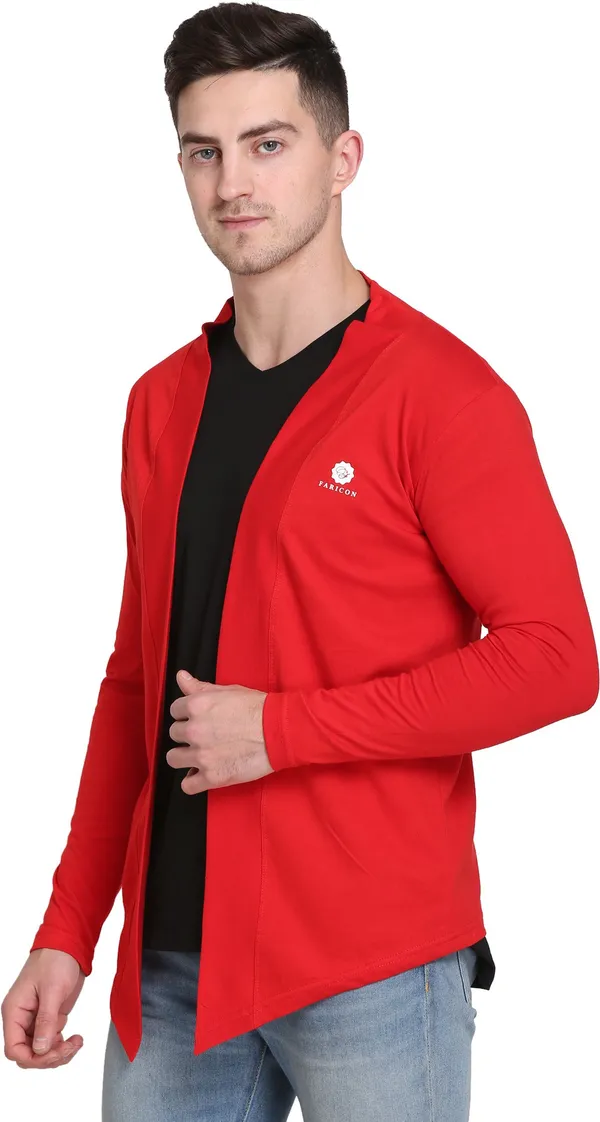 Red_Cotton_Blend_Solid_Shrug_For_Men